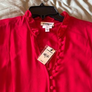 NWT Medium Express Red Button-Down Blouse